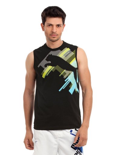 Puma Men Black Graphic T-shirt