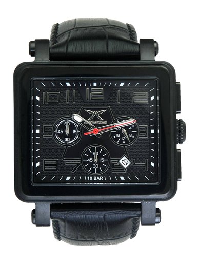 Carrera Men Sqaure dial leather strap Black Watches