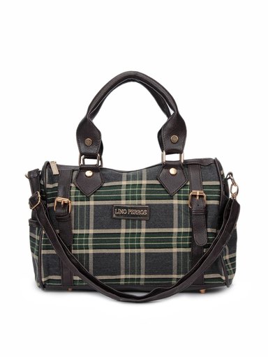 Lino Perros Women Check Green Handbag