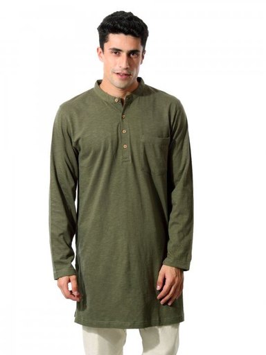 Urban Yoga Men Solid Olive Kurtas