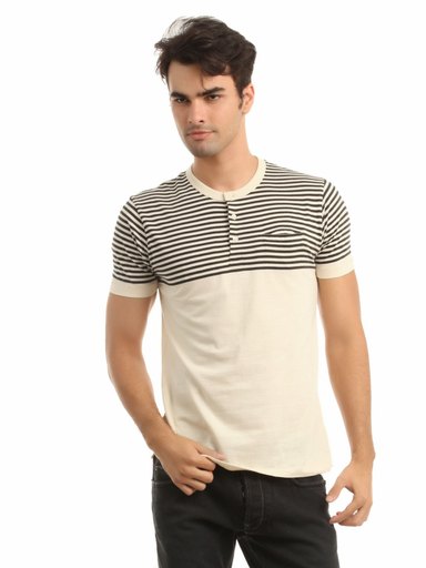 French Connection Men Cream T-shirt