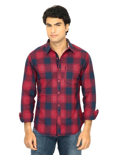 United Colors of Benetton Men Check Red Shirt