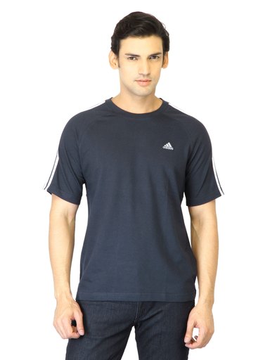 ADIDAS Men Navy Blue T-shirt