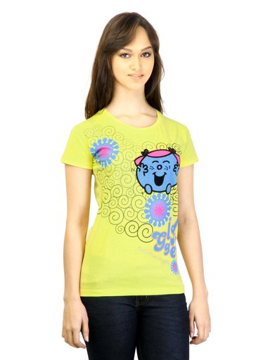 Little Miss Women Printed Yellow T-shirt