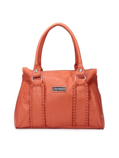 Lino Perros Women Leatherette Orange Handbag