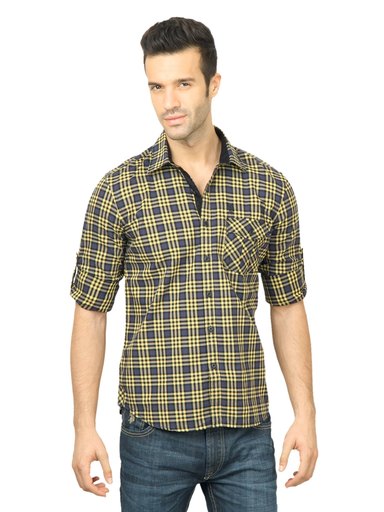 U.S. Polo Assn. Men Check Yellow Shirt