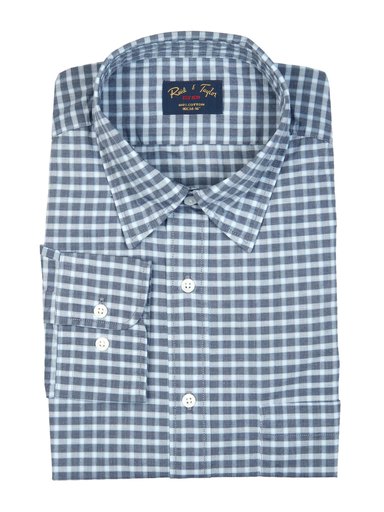 Reid & Taylor Men Check Navy Blue Shirt