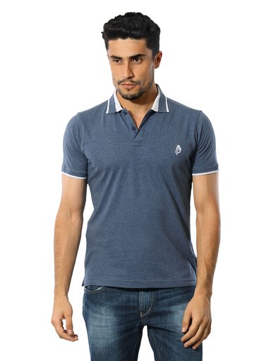 Reid & Taylor Men Grey Blue Polo T-shirt