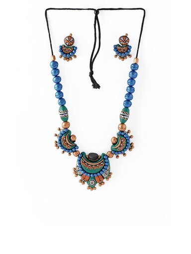 Adrika Blue Teracotta Jewellery Set