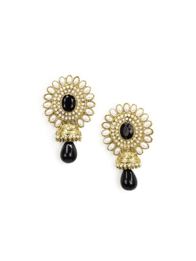 Royal Diadem Black Earrings