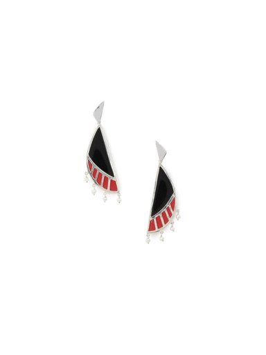 Rreverie Silver & Black Earrings
