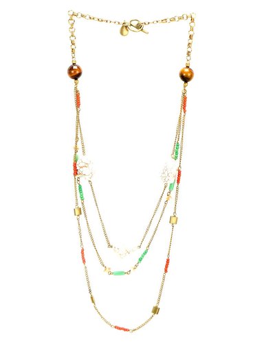 Ivory Tag Women Swirling Jazz Golden Coloured Necklace