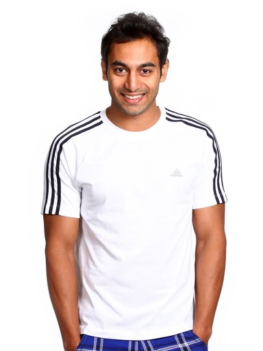 ADIDAS Men Stripe White T-shirt