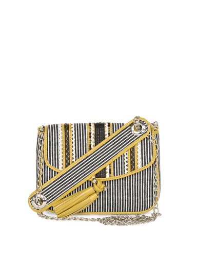 Ivory Tag Black & White Striped Sling Bag