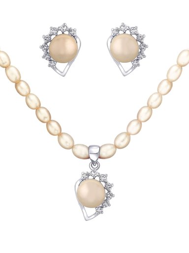 Miki Pearl Women Ivory Jewellery Set