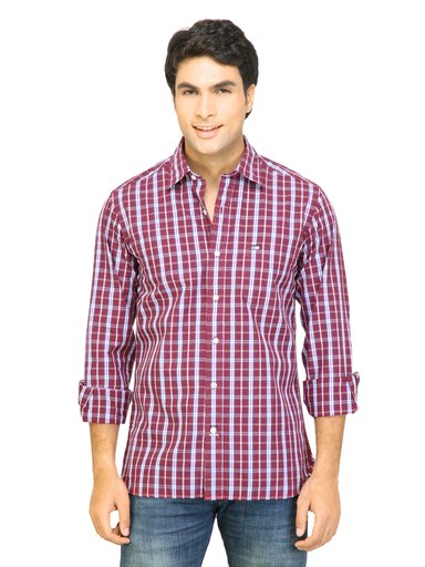 Arrow Sport Men Check Maroon Shirts