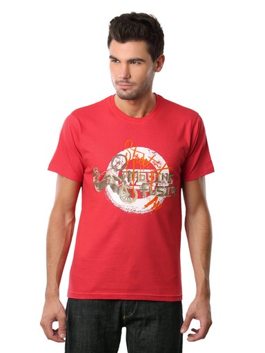 Myntra Men Street Moving Fusion Red T-shirt