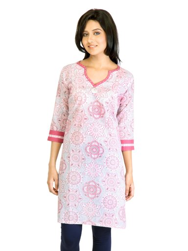 Visudh Pink Printed Ethnic Kurta