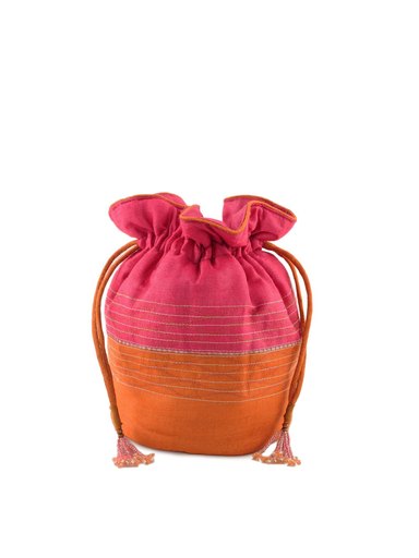 Fabindia Women Orange Silk Purse