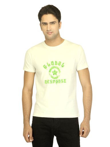 Myntra Men Global Response Off White T-shirt