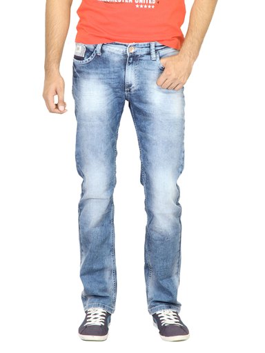 Spykar Men Washed Blue Jeans