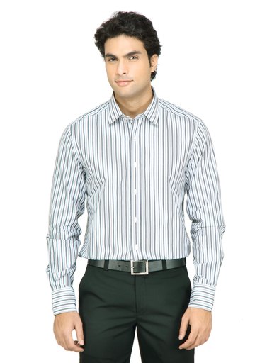 United Colors of Benetton Men Striped White Shirt