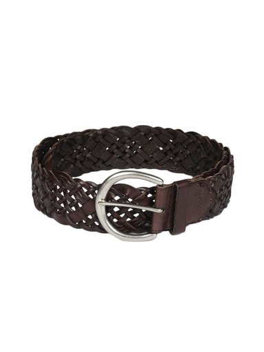 Fossil Women Brown Huarache Weave Belt