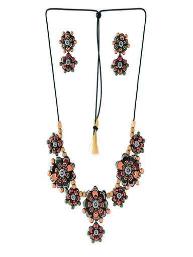 Adrika Multi Coloured Teracotta Jewellery Set