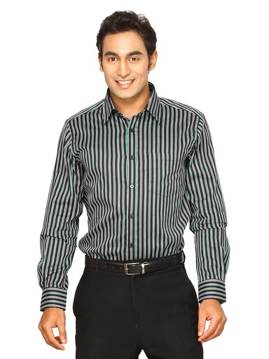 Indigo Nation Men Black Striped Shirt