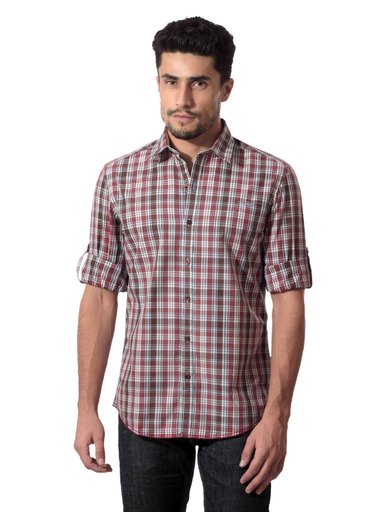 John Players Men Check Red Shirt