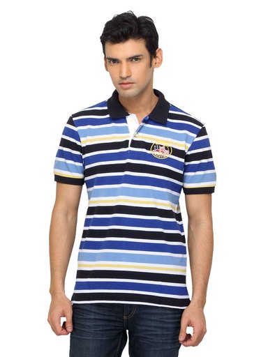 Arrow Sport Men Striped Blue Polo T-shirt