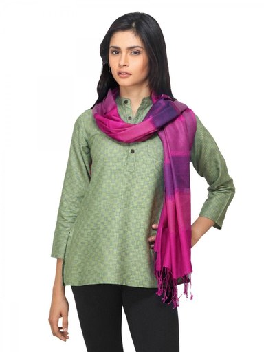 Fabindia Women Pink Silk & Wool Stole