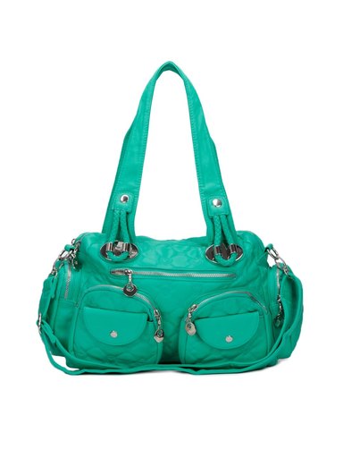 Kiara Women Leatherette Green Handbag