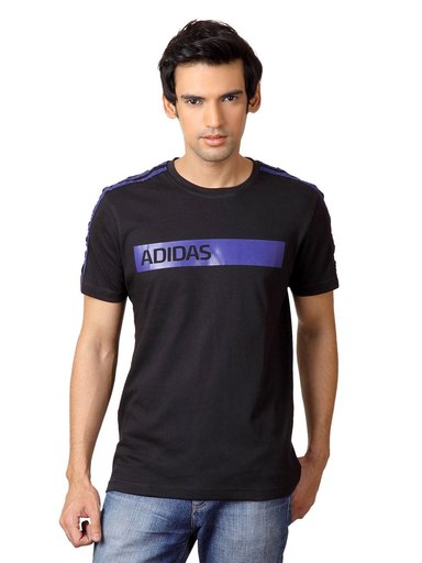ADIDAS Men Black T-shirt