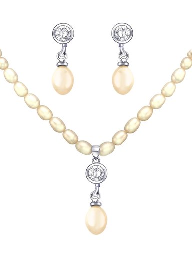 Miki Pearl Women Ivory Jewellery Set
