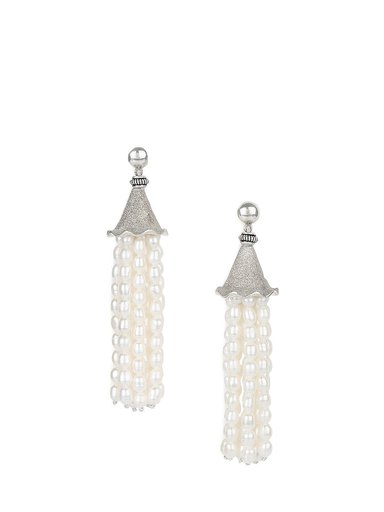 Rreverie Silver & White Earrings