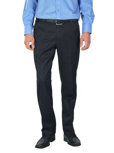 Peter England Men Navy Blue Formal Trousers