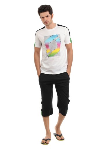 SDL by Sweet Dreams Men White & Blue Pyjama Set