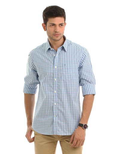 Indian Terrain Men Blue Check Shirt