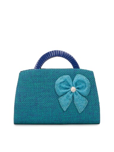 Spice Art Women Beaded Bow Blue Handbag
