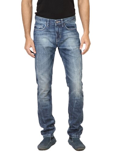 United Colors of Benetton Men Washed Blue Jeans