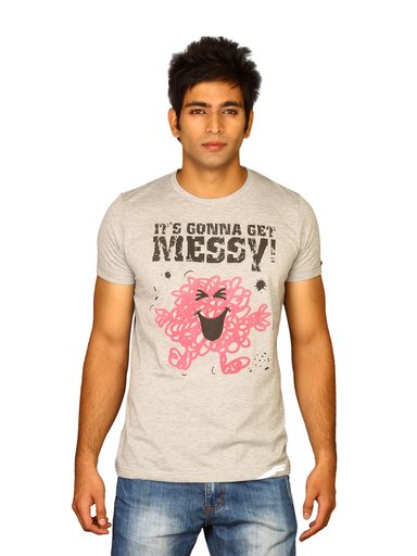 Mr.Men Men's Its Gonna Get Messy Grey T-shirt