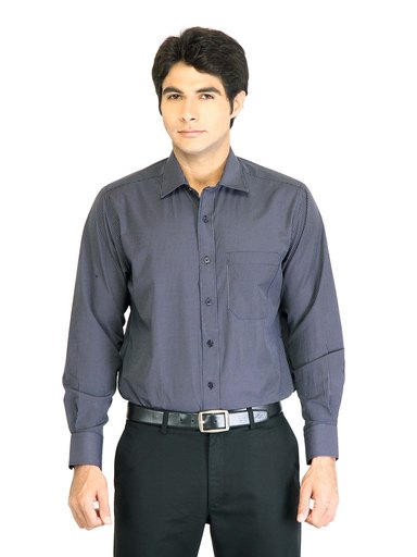 Peter England Men Stripes Navy Blue Shirt