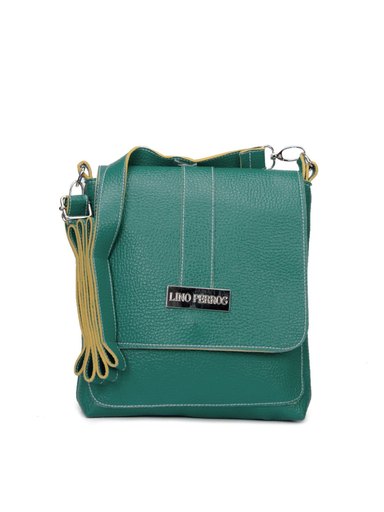 Lino Perros Women Leatherette Turquoise Blue Sling Bag
