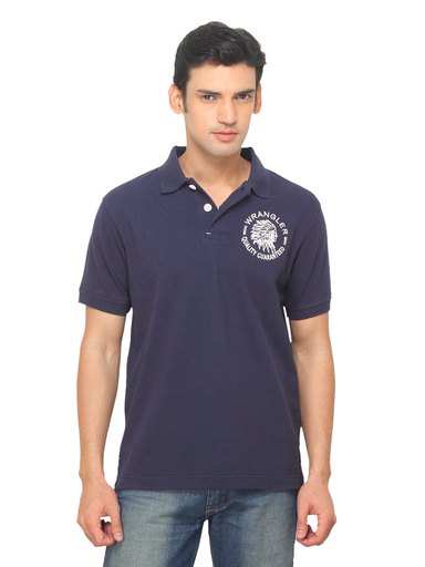 Wrangler Men Urban Folk Polo Navy Blue T-shirt