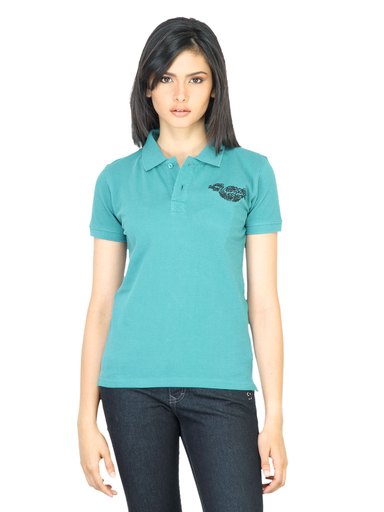 Wrangler Women Baroque Polo Turquoise T-shirt