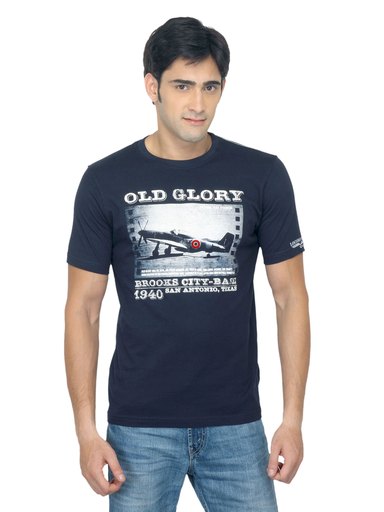 Locomotive Men Printed Navy Blue T-shirt