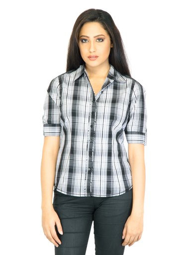 Scullers Women Check Black Shirt