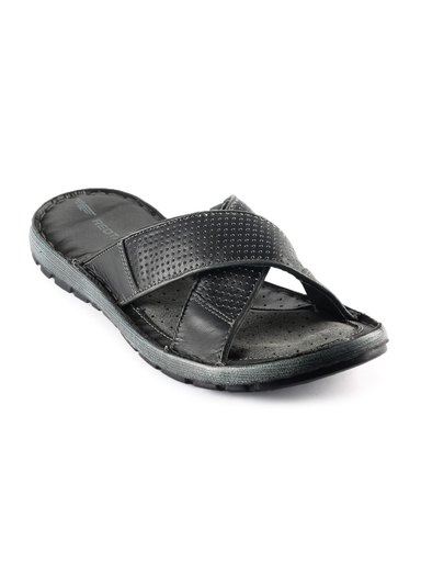 Red Tape Men Cross Band Black Sandals