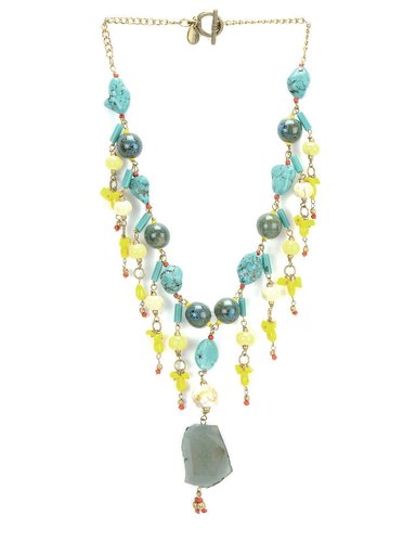Ivory Tag Women Charming Turquiose and Yellow Necklace
